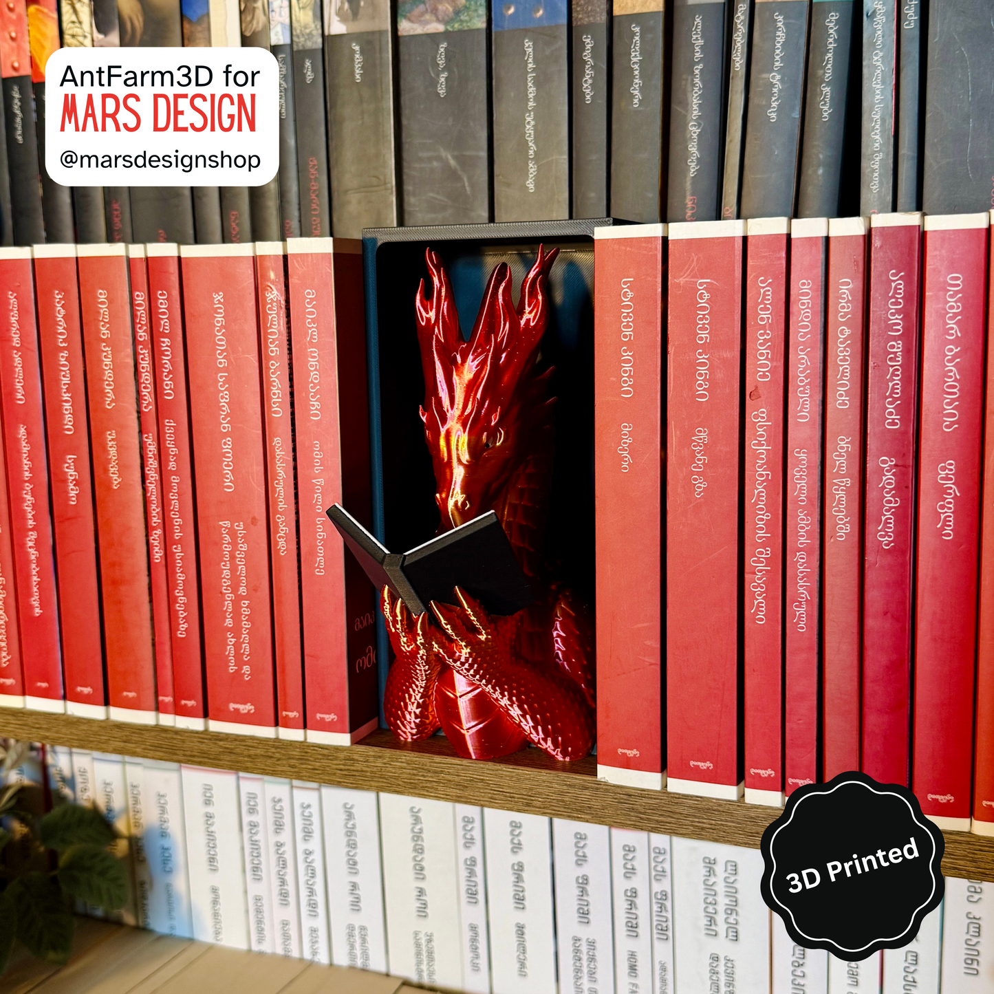 🐉 3D დაბეჭდილი დრაკონი თაროს დეკორი / 3D Printed Dragon Booknook