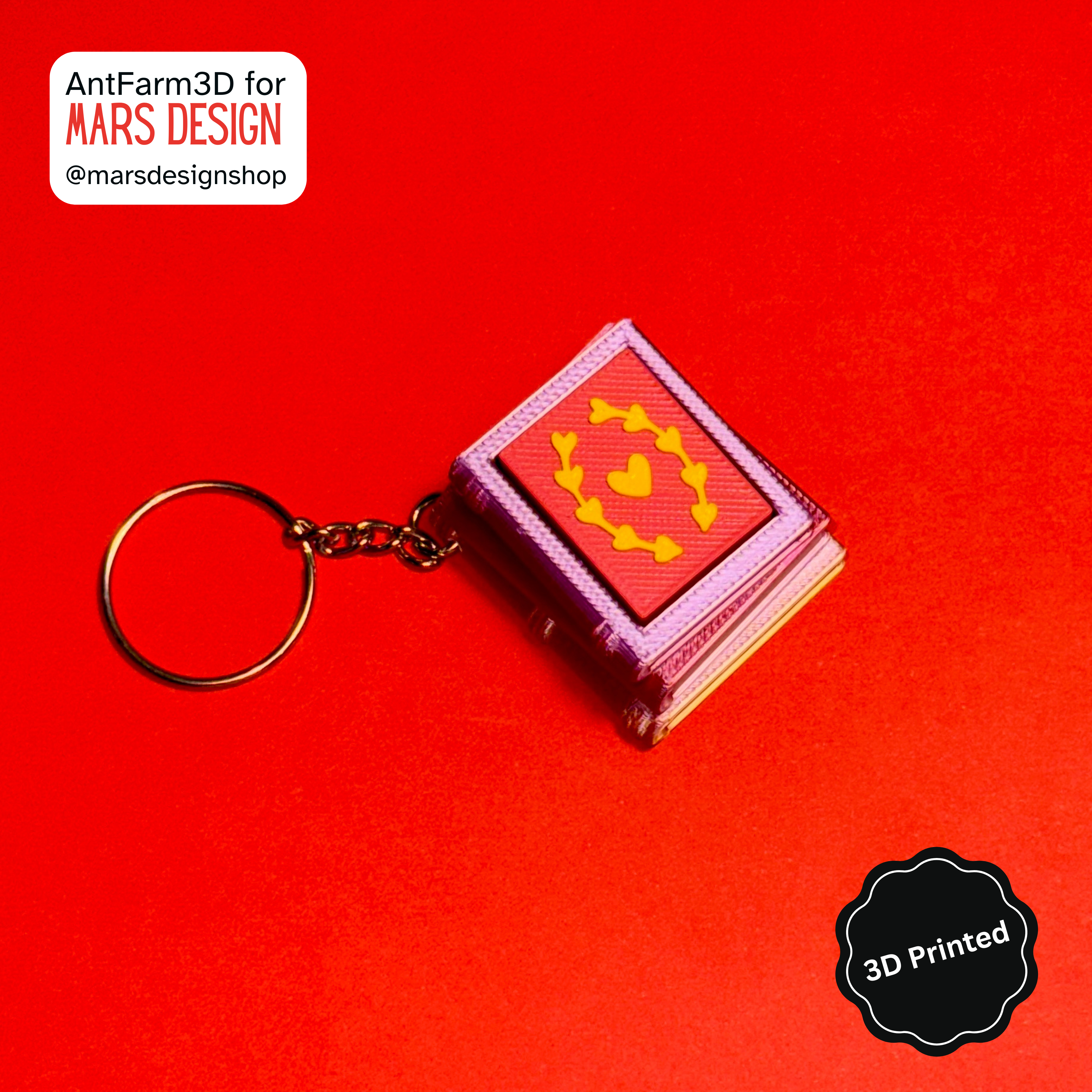 3D დაბეჭდილი წიგნის ქლიქერი ბრელოკი / 3D Printed Book Shaped Fidget Toy Keychain