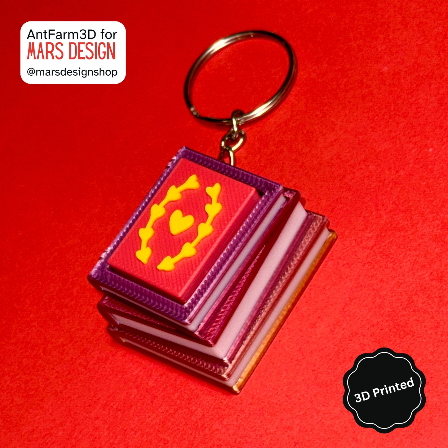3D დაბეჭდილი წიგნის ქლიქერი ბრელოკი / 3D Printed Book Shaped Fidget Toy Keychain