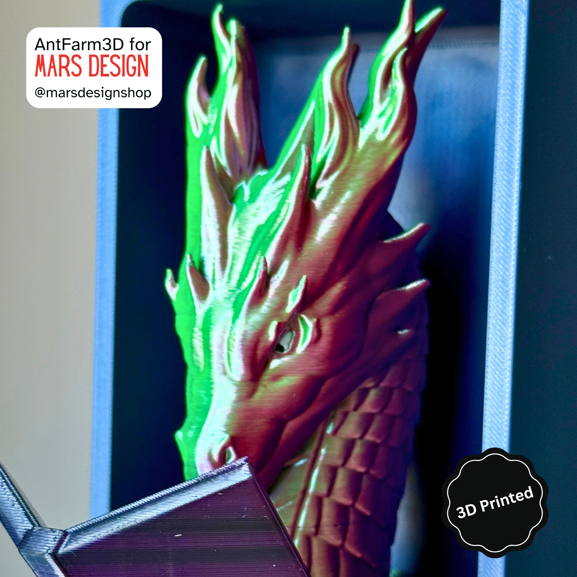 🐉 3D დაბეჭდილი დრაკონი თაროს დეკორი მწვანე / 3D Printed Dragon Booknook