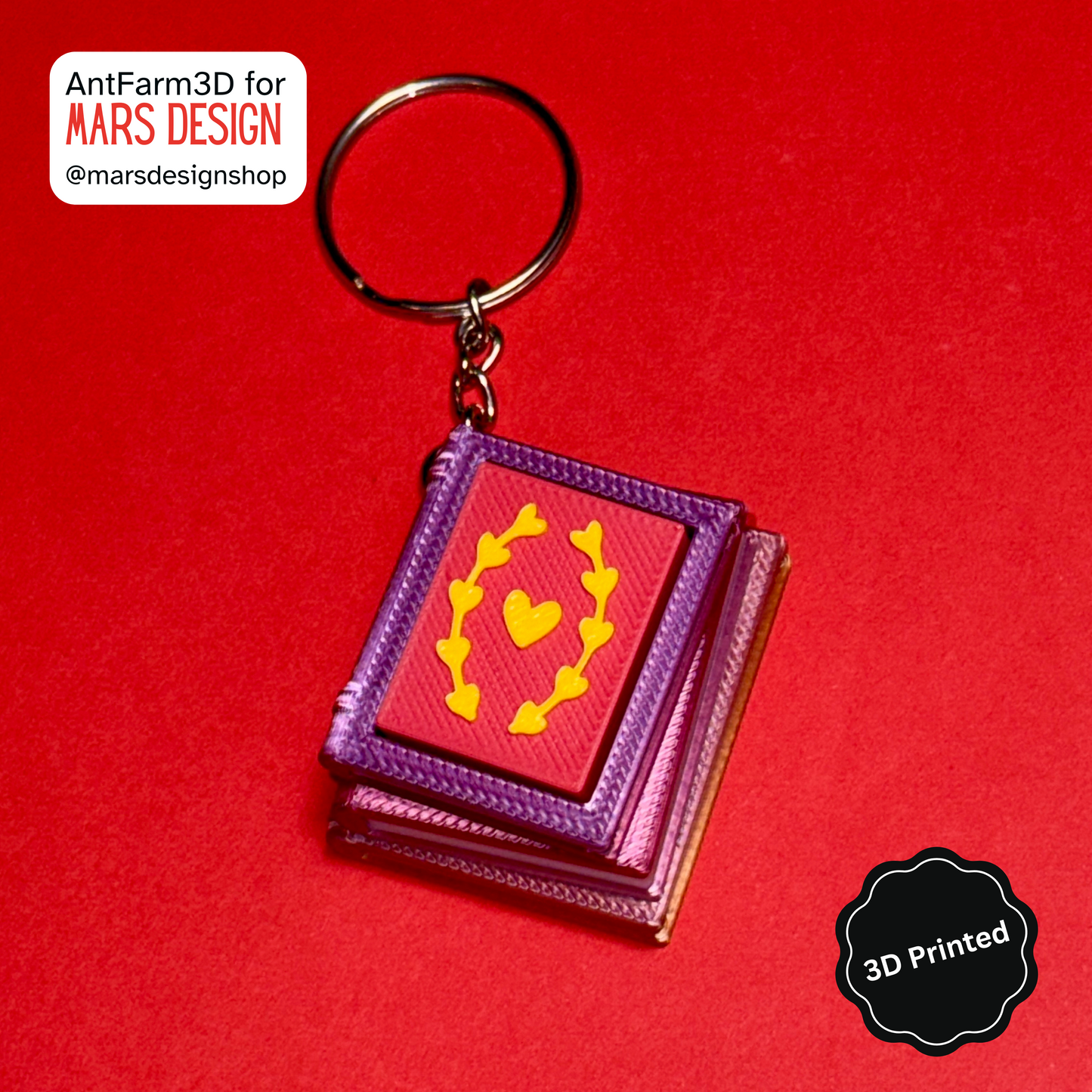 3D დაბეჭდილი წიგნის ქლიქერი ბრელოკი / 3D Printed Book Shaped Fidget Toy Keychain