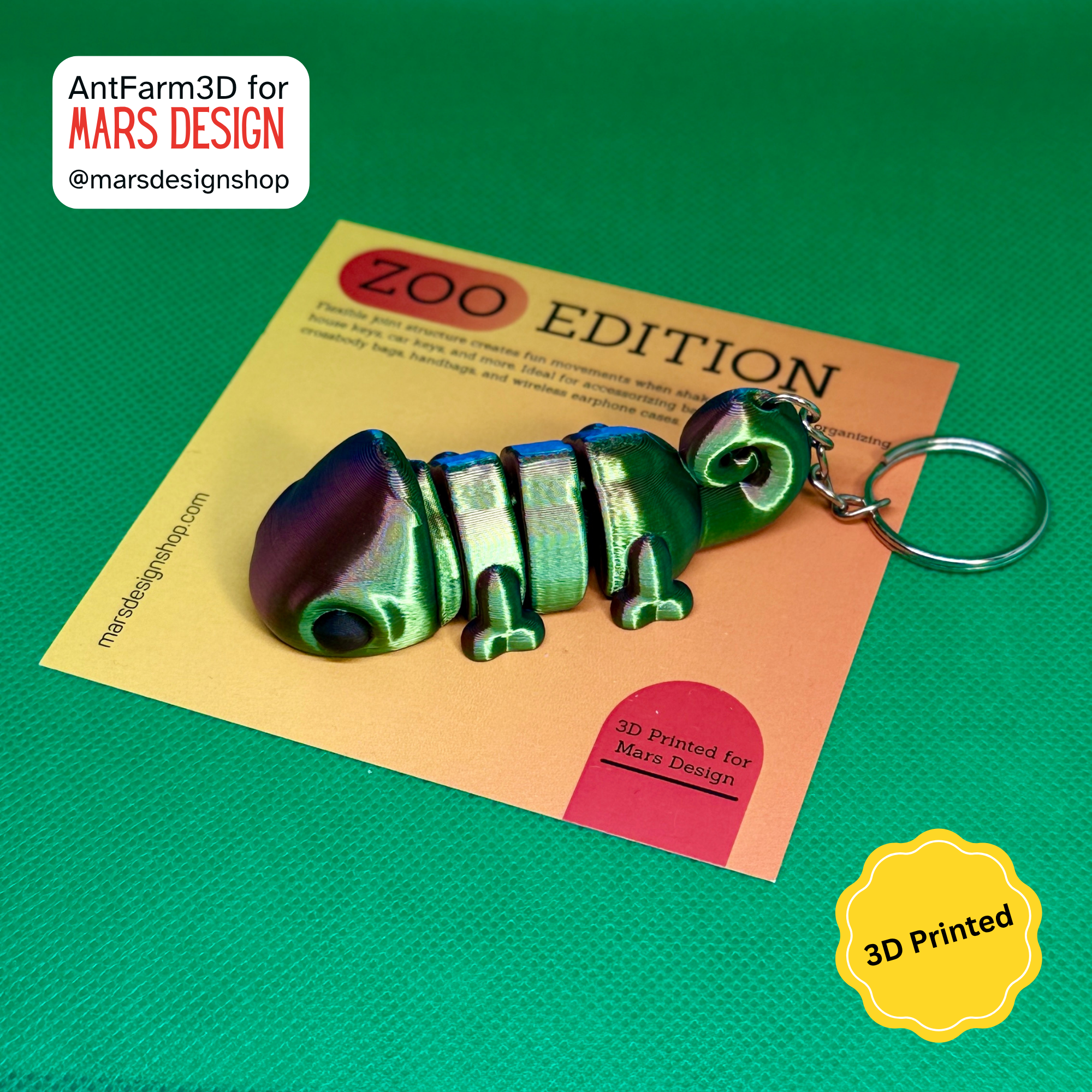 🦎 3D დაბეჭდილი ქამელეონი ბრელოკი / 3D Printed Chameleon Keychain