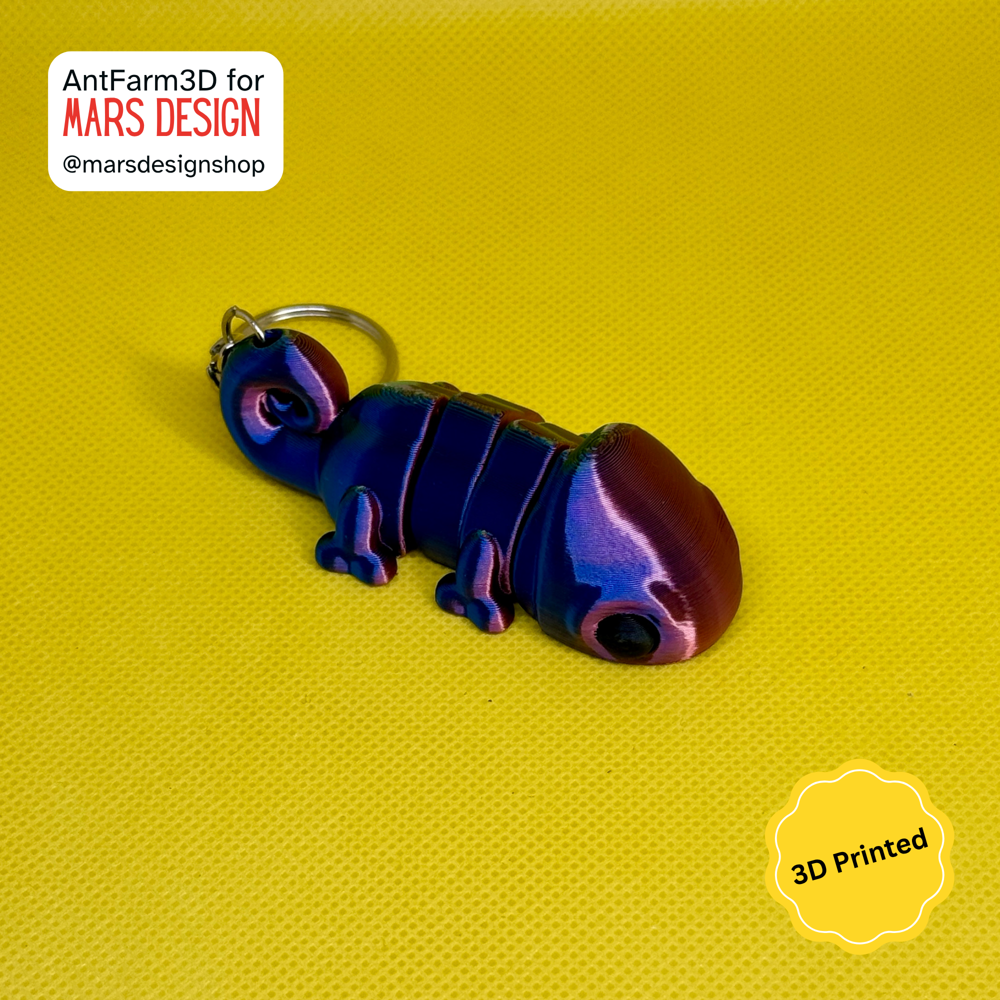 🦎 3D დაბეჭდილი ქამელეონი ბრელოკი / 3D Printed Chameleon Keychain