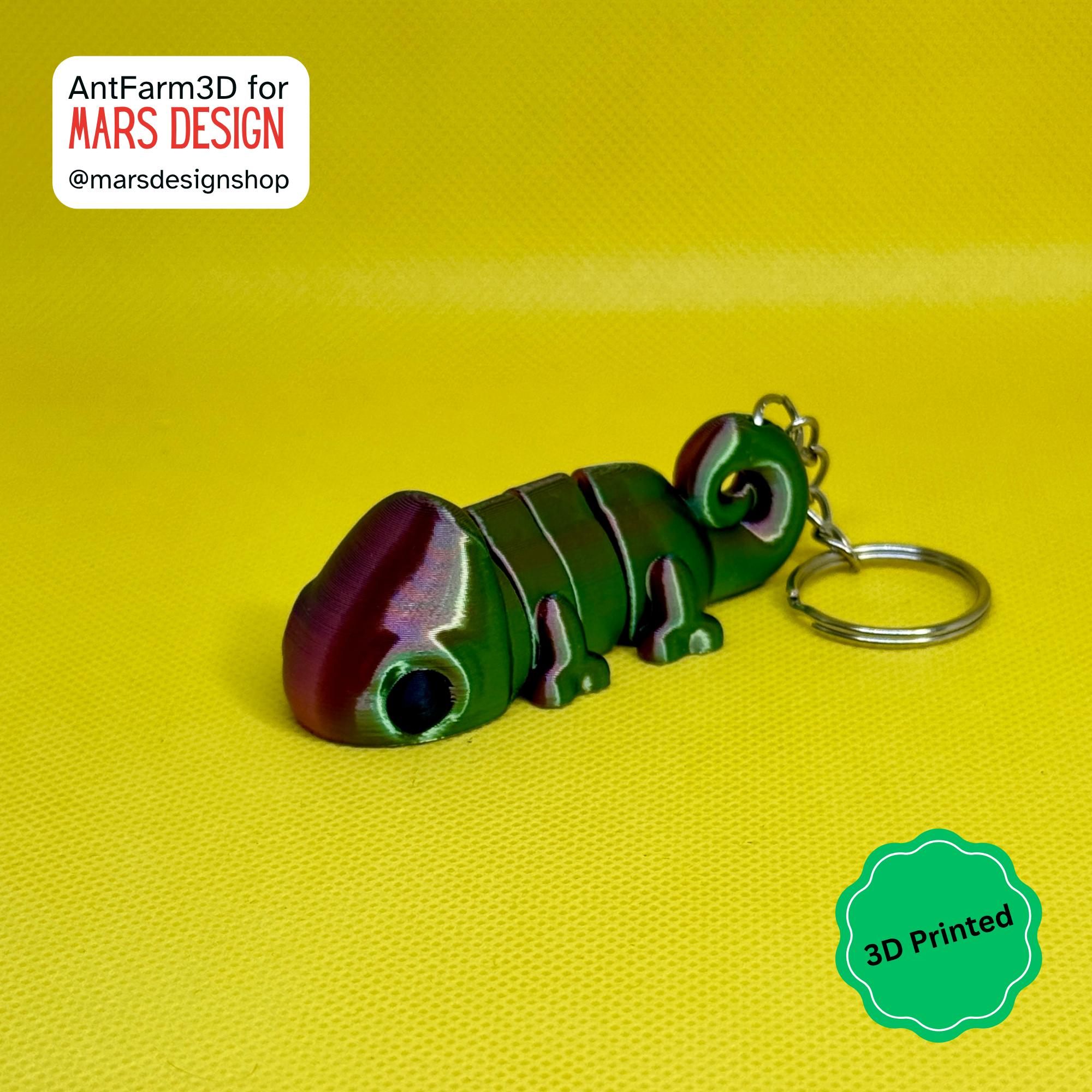 🦎 3D დაბეჭდილი ქამელეონი ბრელოკი / 3D Printed Chameleon Keychain