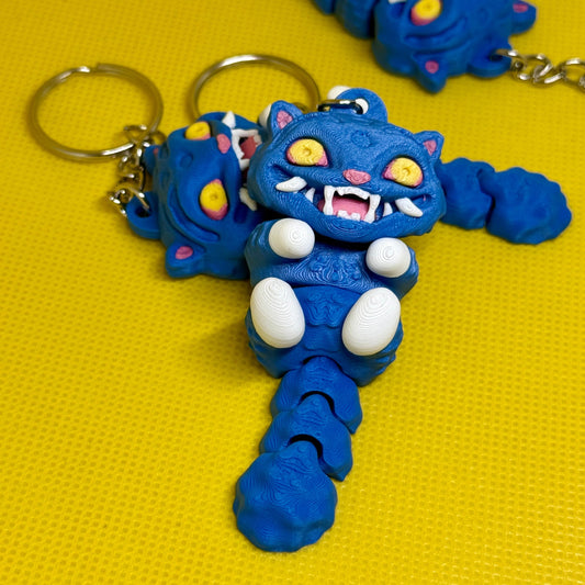 3D დაბეჭდილი ლურჯი ვეფხვი ბრელოკი / 3D Printed K-pop Derpy Demon Hunters Tiger Keychain