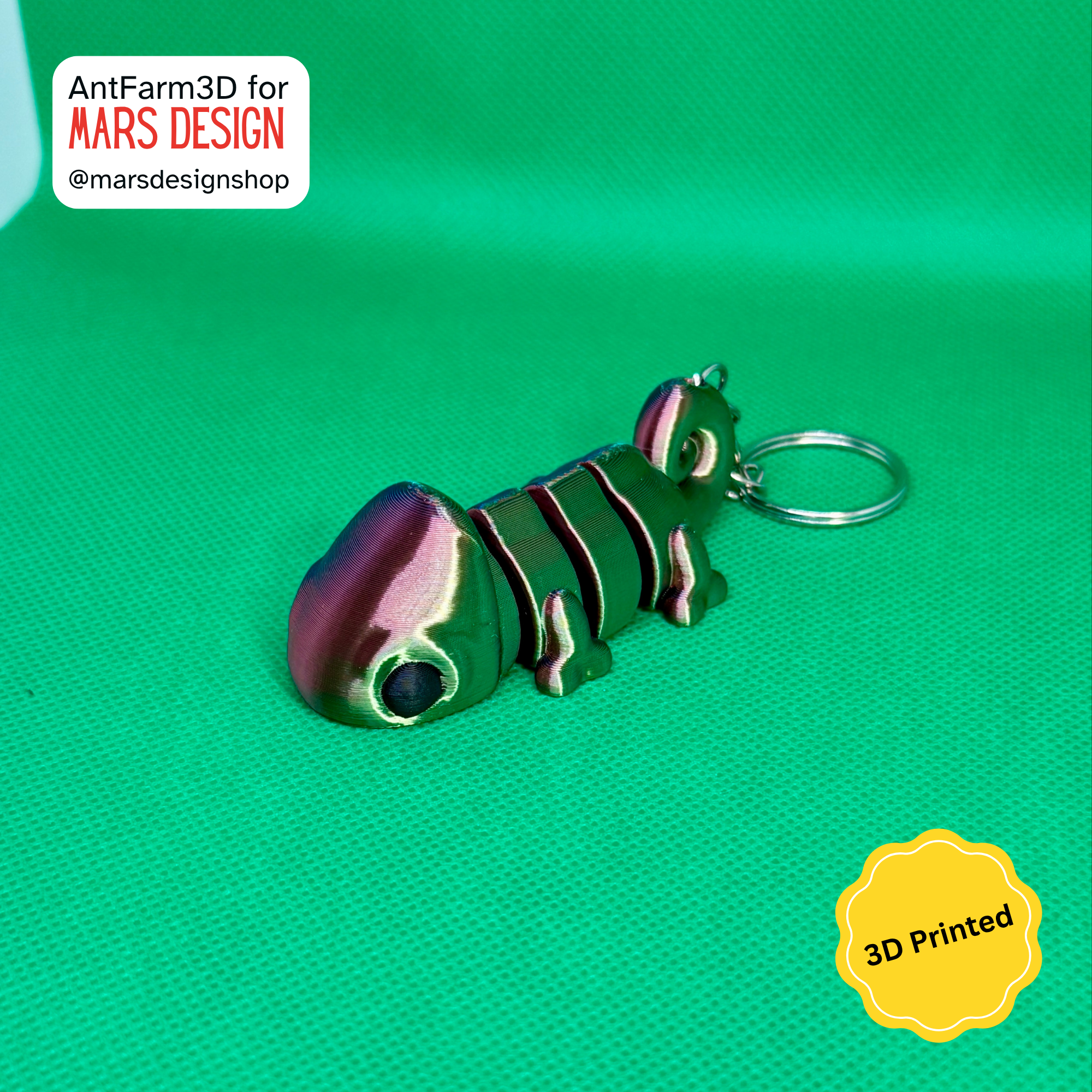 🦎 3D დაბეჭდილი ქამელეონი ბრელოკი / 3D Printed Chameleon Keychain