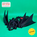🔥 3D დაბეჭდილი უკბილო დრაკონი შავი /  3D Printed Toothless Dragon Black