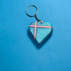 3D დაბეჭდილი გული ქლიქერი ბრელოკი / 3D Printed Heart Shaped Fidget Toy Keychain - Pink & Blue