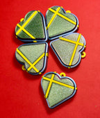 3D დაბეჭდილი გული ქლიქერი ბრელოკი / 3D Printed Heart Shaped Fidget Toy Keychain - Green & Yellow
