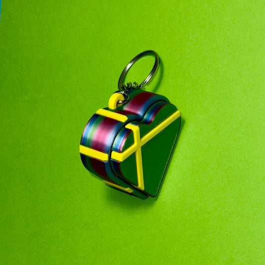 3D დაბეჭდილი გული ქლიქერი ბრელოკი / 3D Printed Heart Shaped Fidget Toy Keychain - Green & Yellow