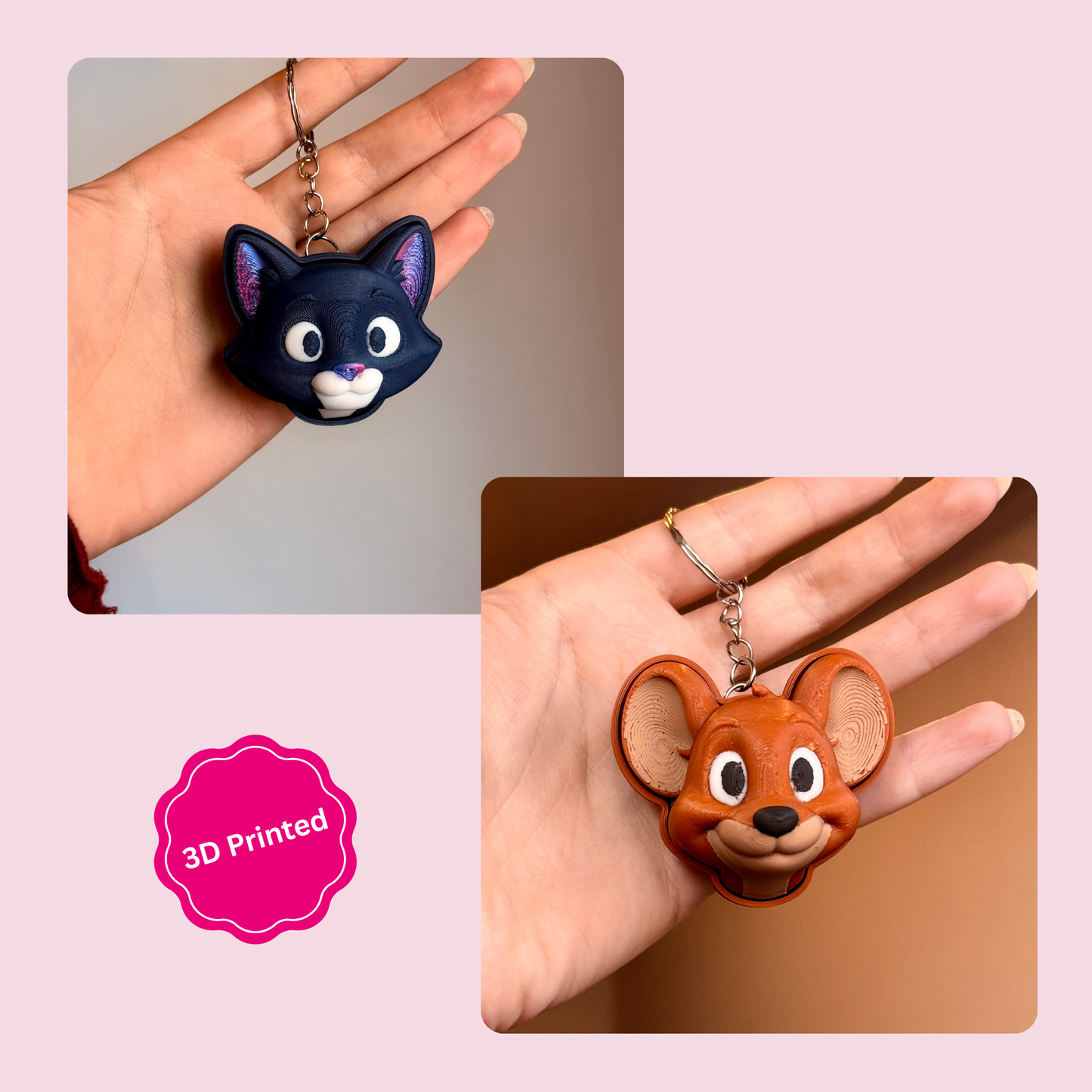 😺🐁 3D დაბეჭდილი ტომი და ჯერი ქლიქერი ბრელოკი / 3D Printed Tom and Jerry Fidget Toy Keychain